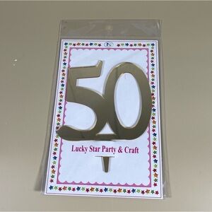 NWT 50th Golden  Acrylic Mirrored Cake Topper